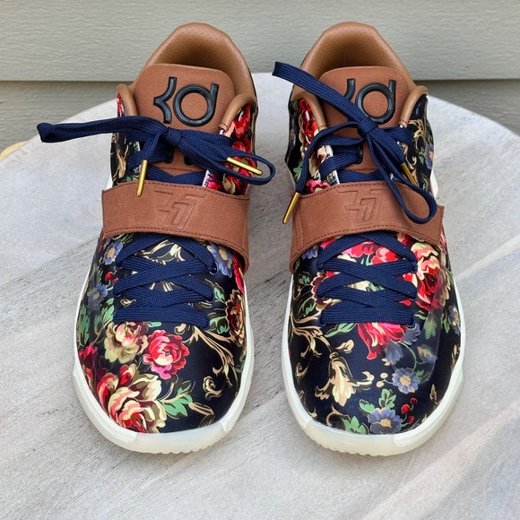 Nike KD 7 EXT Floral QS Mens Basketball Shoes Navy Hazelnut 726438-400 Size 11